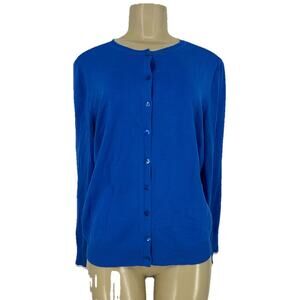 August Silk Large Women Button Up Cardigan Sweater Round Neck Long Sleeve Z26